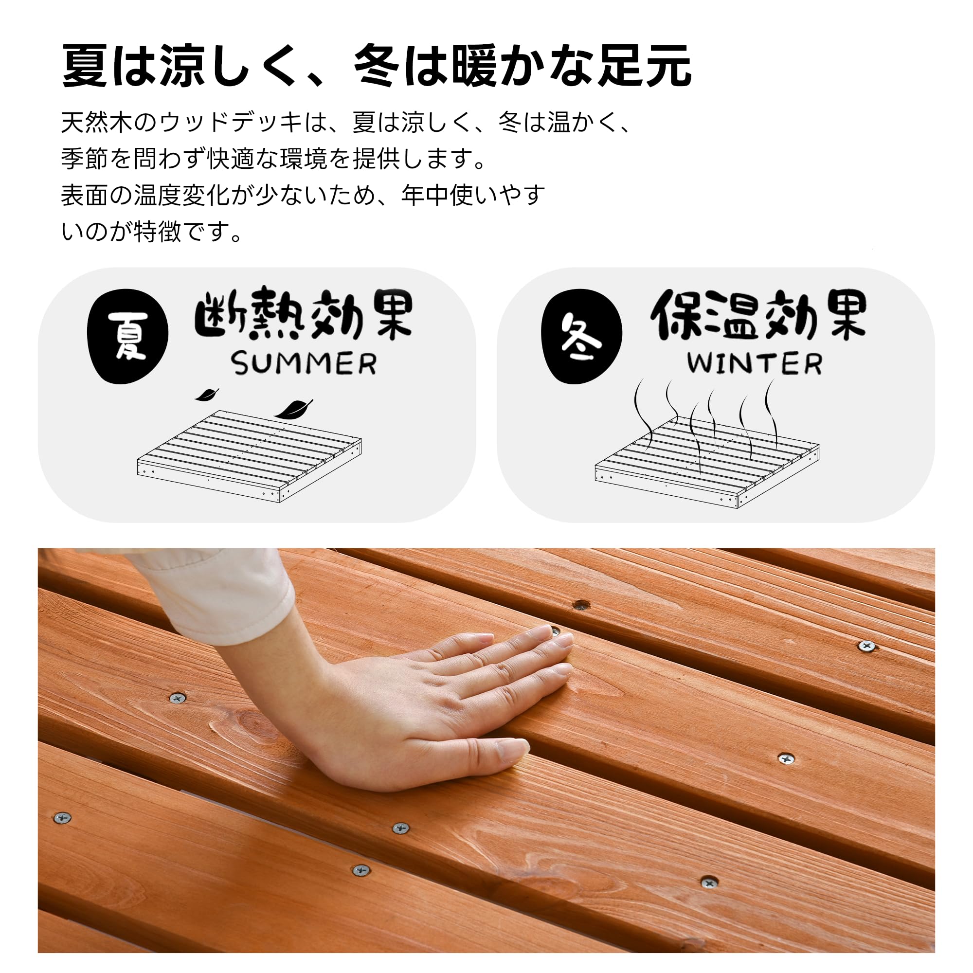 Amazon.co.jp: 天然木デッキキット 90×270×79cm 組み合わせ自由 杉材